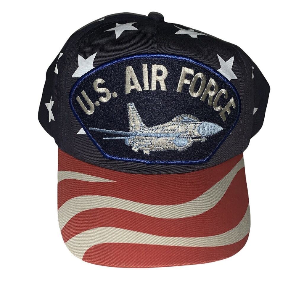 Vintage Red White & Blue Stars & Stripes Air Force Snapback Trucker Cap By Cobra